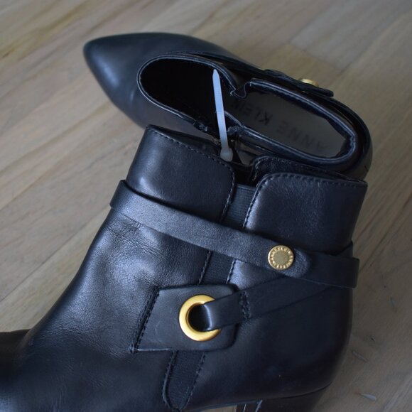 Anne Klein Womens Black Leather Chelsey Zippered Booties Size US 6M - Picture 4 of 8